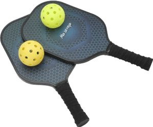 Pickleball paddles and balls